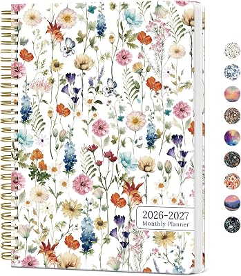 Monthly Planner 2026-2027, Aesthetic 2 Year Months Planner Calendar, 24-Months from January 2026 - December 2027, 26-27 Monthly Calendar Planner, Perfect for School Office Home, 7 x 10 - Wildflowers