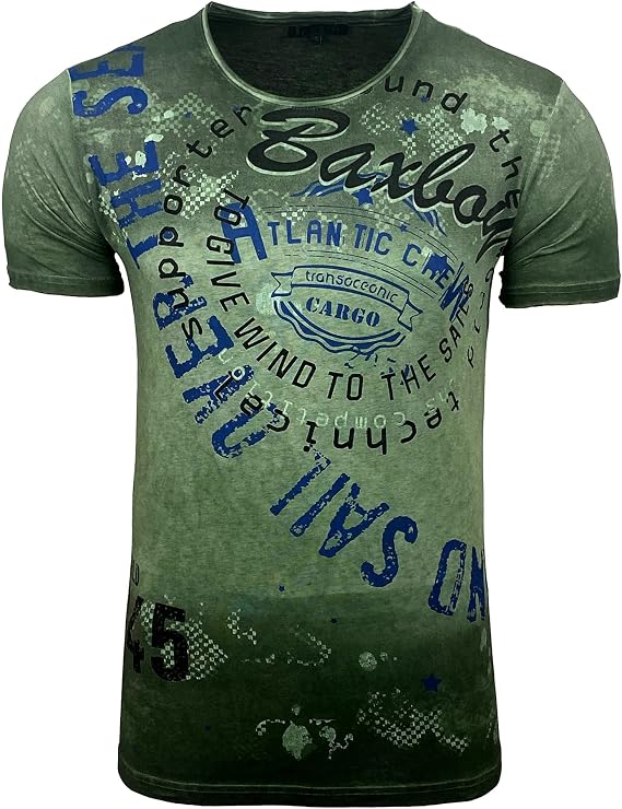 B-106 Men's Round Neck Vintage T-Shirt Short Sleeve Slim Fit Design Fashion Top All Over Print Shirt