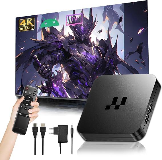 2026 Y1 Android TV Box, 4K Ultra HD Smart Box for TV, Android 16.0 Internet Channel Box TV Device, S905 Chip, 2.4GHz+5GHz Dual WiFi, USB 2.0, Compact & Powerful (Infrared remote control)