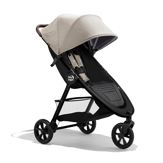 Baby Jogger City Mini GT3 All Terrain Baby Stroller with Forever Air Rubber Tires, All Wheel Suspension, Lightweight Stroller with Magnetic Buckle, No-Rethread Harness, and Foot Brake, Frosted Ivory