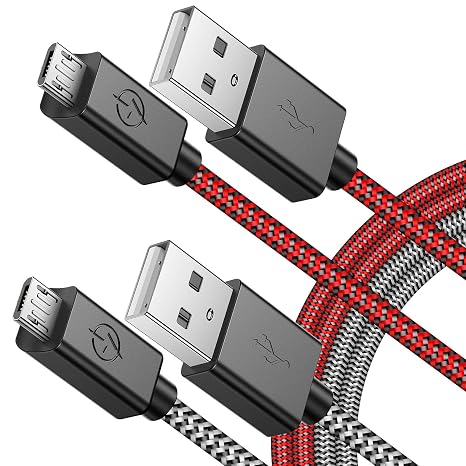 PS4 Controller Long Charger Cable 2 Pack 10FT Nylon Braided Micro USB Charging Play Cord Data Sync Wire with Flush Fit Connector for PlayStation 4 Accessories