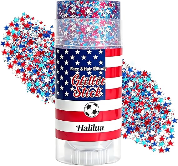 Patriotic Red White and Blue Face Hair Body Glitter Stick,Rave Accessories