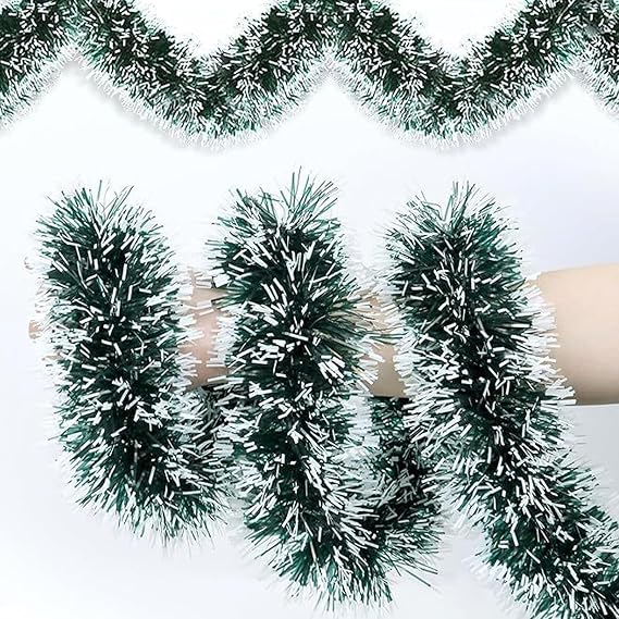 65FT Christmas Tinsel Garland Metallic Twist Metallic Glitter Twist Hanging Garland for Xmas Tree Decor Holiday Indoor Outdoor Party Supplies