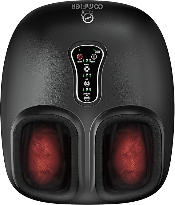 COMFIER Shiatsu Foot Massager with Heat,Vibration,Rolling Compression,Feet Massager for Plantar Fasciitis,Neuropathy Pain,Home Office Use,Fits Size up to 13IN,for Dad,Mom