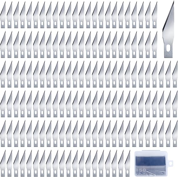 150 PCS 11 Sharp Hobby Knife Blades #11 Exacto Knife Blades for Craft Scrapbooking Supplies Caving Stencil