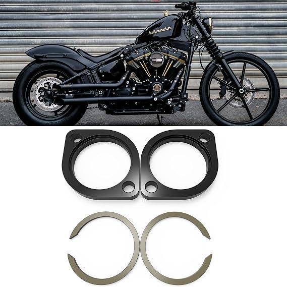 Exhaust Flange Kit For Harley Davidson 1984-2023 Touring, Dyna, Softail, Sportster, Evolution Big Twin, Evolution, and Twin Cam Models, Heavy Duty, No Rust by VANJOY (black)