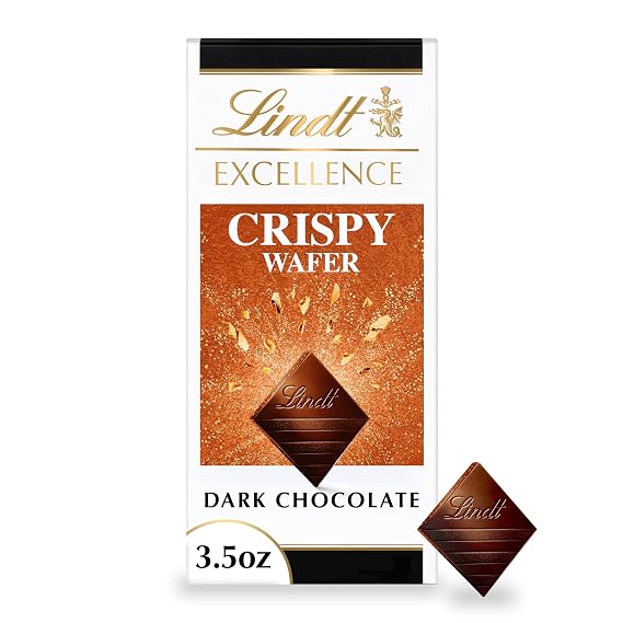Lindt EXCELLENCE Crispy Wafer Dark Chocolate Candy Bar, Dark Chocolate with Crispy Wafer Pieces, 3.5 oz. Bar