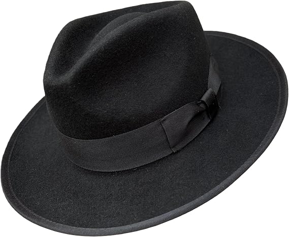 Soft Wool Crushable Mens Fedora Hats for Men Women Black Dress Rolled Wide Brim Hat