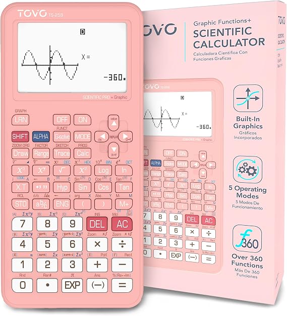 TOVO Scientific Calculator with Graphic Functions, 360+ Functions Graphing Calculator for Students, Large 3" Screen Multi-Mode Scientific Calculators for High School & College, TS-259