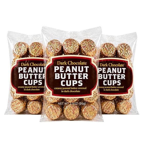 Trad,ersJoe Peanut Butter Cups Chocolate Candy, 27 pieces 3.5 oz (3 Pack) - Creamy Dark Chocolate Miniature Cups for Baking or Snacking