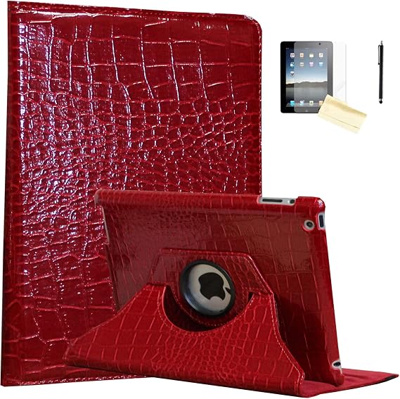Case for iPad 9.7 2018/2017, Rotating Stand Smart Magnetic Auto Wake Up/Sleep Cover for A1893 A1954 A1822 A1823 MP2G2LL/A MP2J2LL/A MPGT2LL/A MPGW2LL/A MP2F2LL/A MP2H2LL/A (Crocodile)