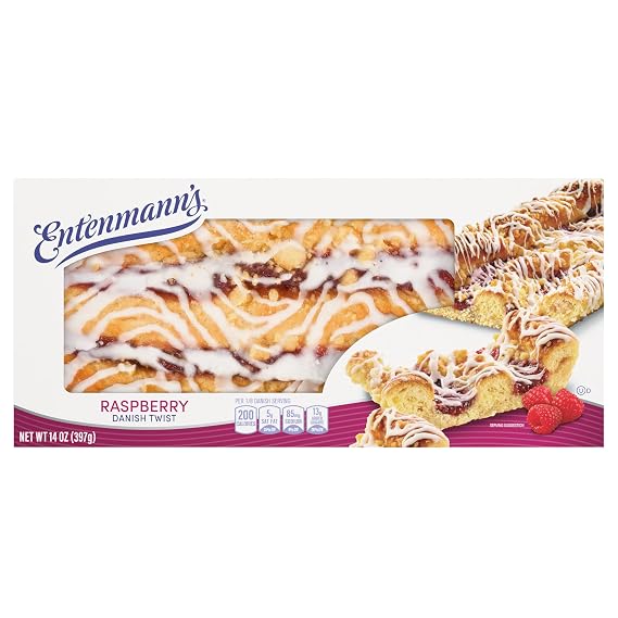 Entenmann's Raspberry Danish, Filled Flaky Pastry, 14 oz Box