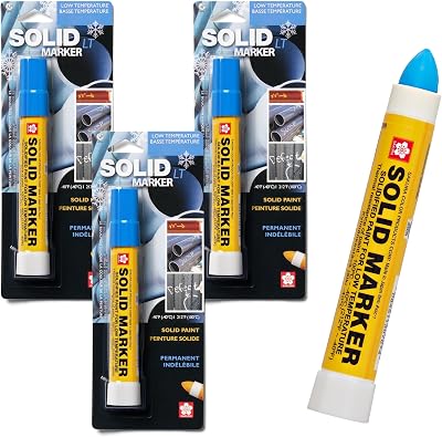 SAKURA Solid Paint Markers with Twist Up Tip - Low Temperature Permanent Marker Pens - Window, Wood, Glass Marker - Blue Paint - 3 Pack