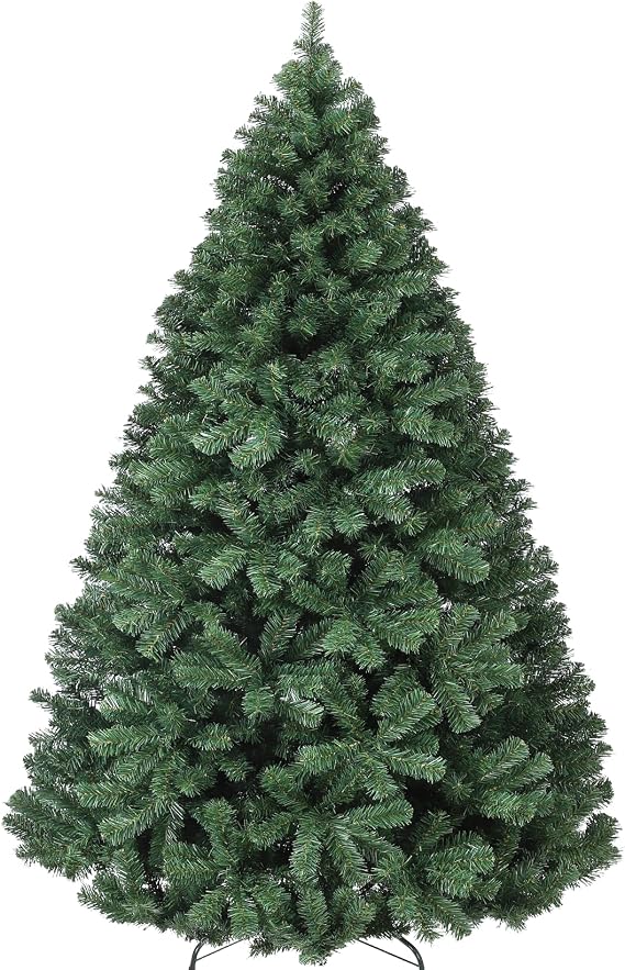 GAOMON 6ft Unlit Fraser Fir Wide Artificial Christmas Tree, Hinged Branches | 72 Inch Faux Fir Tree Fluffy Christmas Tree with Folding Metal Stand, 1000 Premium Tips for Holiday Home Decor, Easy Assembly