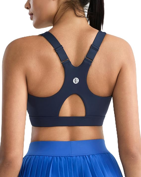 RUNNING GIRL High Impact Sports Bras for Women, Racerback Adjustable Straps Sports Bras for Women with Sewn in Pads