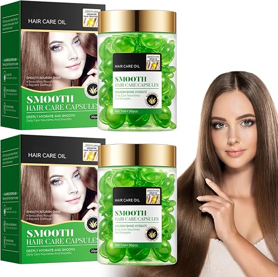 Capsules For Hair Care, 60 Hair Care Capsules, Hair Oil, With Argan Oil And Aloe Vera Extract, Hair Oil, To Repair And Condition The Hair, To Improve Dryness And Frizziness