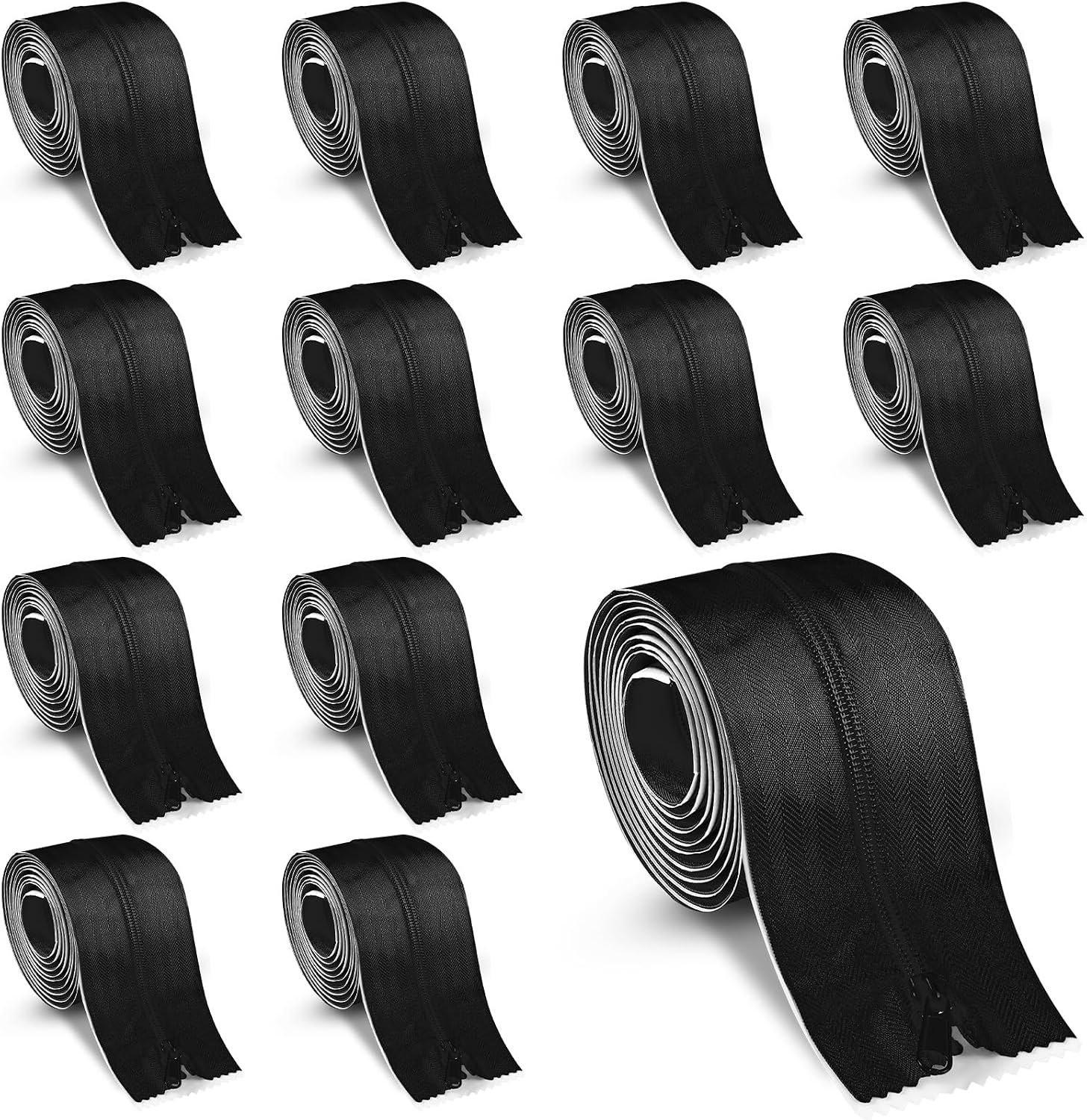 Tigeen 4 Roll Heavy Duty Zipper for Dust Barriers 7 ft x 3 Inch Zipper Door Tape Zippers Greenhouse Construction Zip Door Self Adhesive for Greenhouse Tent Accessories, Black