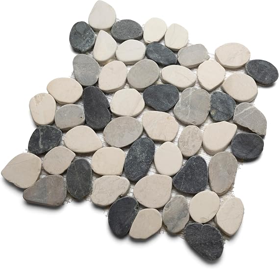CNK Tile Milas Lilac XL Jumbo Sliced Pebble Tile - 12" x 12" Polished Natural Stone for Bathroom Floors Kitchen Backsplashes Outdoor Landscaping - Durable Weather-Resistant Low Maintenance - Pack of 1