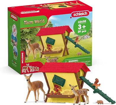 Schleich Farm World - 39 Piece Feeding the Forest Animals Playset Toy with Deer, Fawn, Hedgehog, Squirrel Figures and Accessories - Fun, Educational Figurines for Boys and Girls - Kids Ages 3+