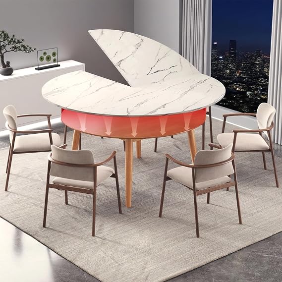 Big Foldable Round Table Tops only Extender, (White, D:59.05IN)