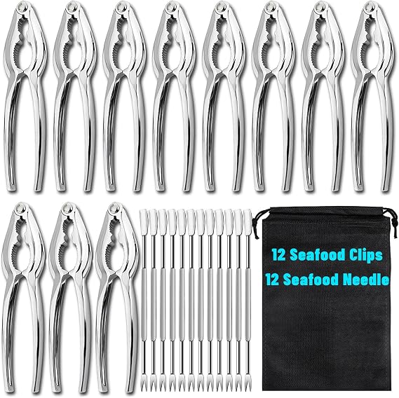 24 Pcs Crab Crackers and Tools, Nut Crackers Seafood Tools | Stainless Steel Dishwasher-safe Heavy-Duty for Lobster Crab Leg Claw Shellfish Nut Opener for Home Kitchen Party Use
