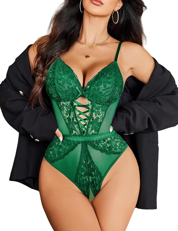 Avidlove Sexy Lingerie for Women Lace Teddy Lingerie Cut Out One Piece Lingerie Bodysuit Top Clubwear
