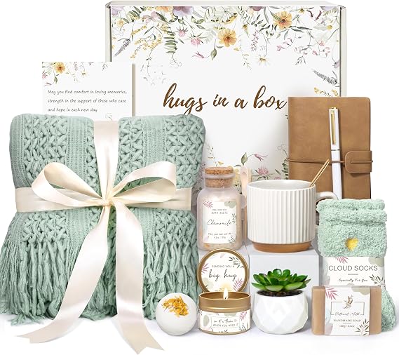Gifts for Women Get Well Soon Self Care Package Box Sending Hug Baskets | Thinking of You Gift for Women Her New Mom Best Friend Birthday (Sage Green)
