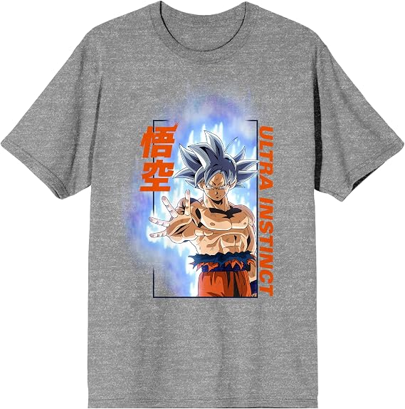 Dragon Ball Super Ultra Instinct Goku Adult Athletic Heather Crew Neck Short Sleeve T-Shirt-Large