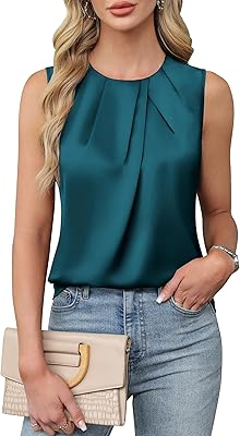 Blooming Jelly Womens Summer Tank Tops Business Casual Outfits Satin Blouse Dressy Work Shirts Spring Clothes
