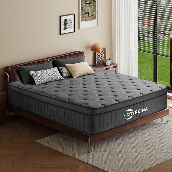 CRYREINA Full Size Mattress 12 inch, Hybrid Full Mattress in a Box, Upgrade Pocket Springs,Medium Firm, Pressure Relief, Breathable Comfort CertiPUR-US Certified