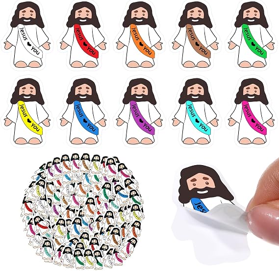 Bememo 200 Pcs Jesus Stickers Jesus Love You for Church School White