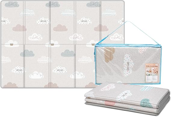 Parklon Premium Baby Play Mat, Soft Cotton-blended Material, Foldable, Lightweight, Portable,  with Carry Case, Large Size (78.7 x 55.1), Made in Korea