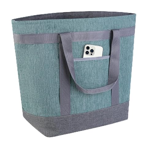 Insulated Cooler Bag, 1PK Insulate Tote Bag for Grocery Shopping, Non-Waterproof Cooler Bags Insulated for Travel/Picnic, Pizza/Food Delivery Bag to Keep Food Cold/Hot (Cationic Cloth, Green)
