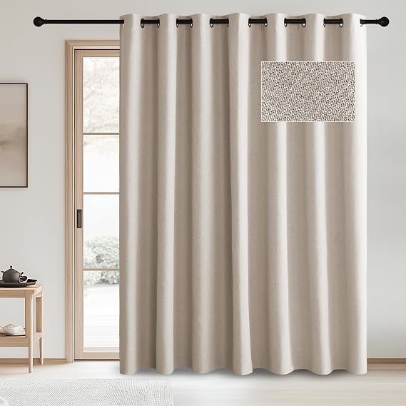 RYB HOME Linen Blackout Curtain