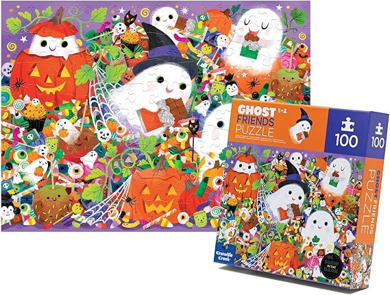 Crocodile Creek 100-Piece Jigsaw Floor Puzzle, Large 17" x 12" Completed Size, Designed for Kids Ages 5 Years and up, Glow in the Dark Ghost Friends