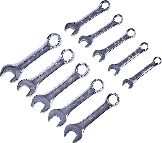 Amtech K2001 Stubby Combination Wrench Set, 10-Piece