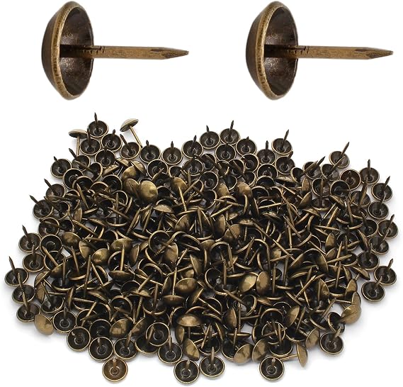 Jiozermi 300 Pcs Upholstery Tacks, Bronze, 7/16'' Round Head | Furniture Nails, Sofa Decorative Nail, Push Pins, DIY Decorative