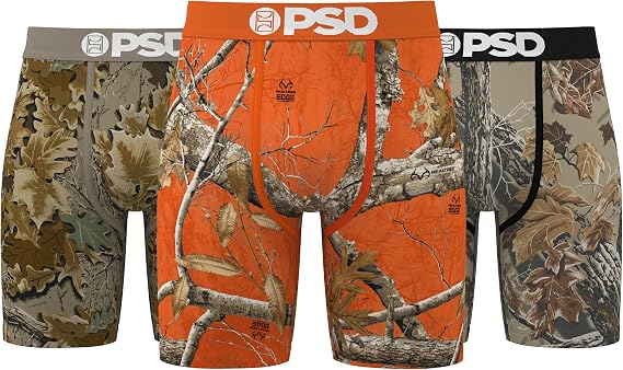 PSD Mens Underwear Camo Camouflage Print Boxer Briefs, Packs & Singles