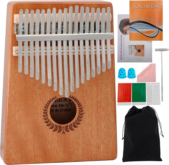 Mulucky 17-key Kalimba Thumb Piano - Portable Wooden Thumb Piano with Tuning Hammers, Learning Manual and Carrying Case, Suitable for Beginners and Music Lovers
