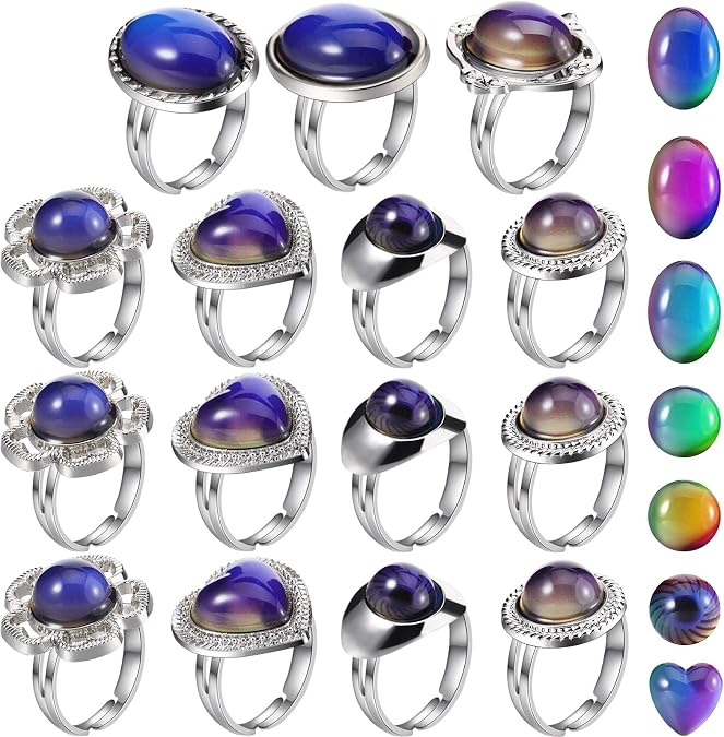 Hicarer 15 Pieces Mood Rings for Kids Color Changing Rings