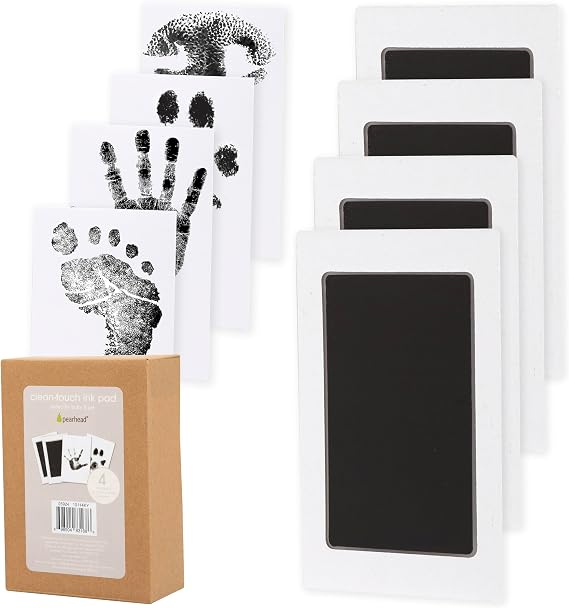Pearhead 4-Pack Clean Touch Ink Pad Kit, Baby and Pet Pawprint Keepsake | Mess-Free Inkless Hand and Footprint Kit, Baby Foot Printing Kit, Cat and Dog Paw Print Kit, Prints for Babies and Pets