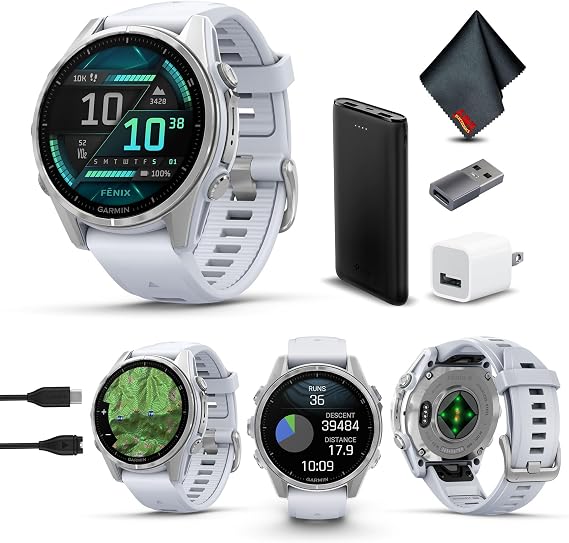 Garmin Fenix 8 GPS Smartwatch AMOLED 43mm (Silver) Bundle