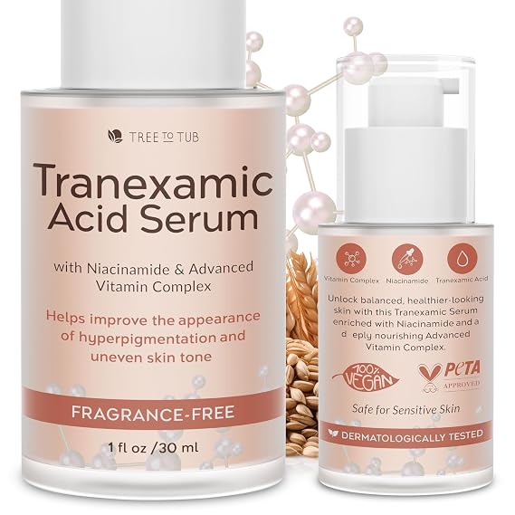 Tree To Tub Tranexamic Acid Serum for All Skin Types - Reduce the Look of Dark Spots w/Alpha-Arbutin, Hyaluronic Acid, Vitamin C - Hydrating, Vegan Formula for Radiant, Even-Looking Skin