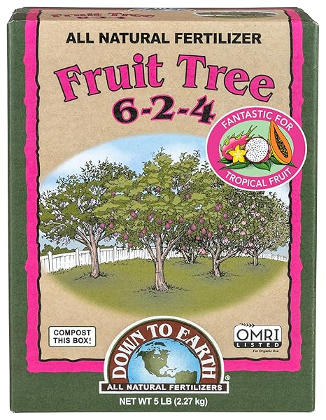 Down To Earth All Natural Fertilizers Organic Fruit Tree - Plant Food for Apples, Pears, Plums and Tropical Fruit Trees 6-2-4, 5 lb