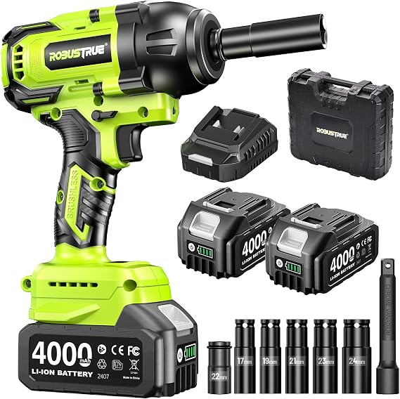 Cordless Impact Wrench, 885Ft-lbs (1200N.m) 1/2" Brushless Impact Gun