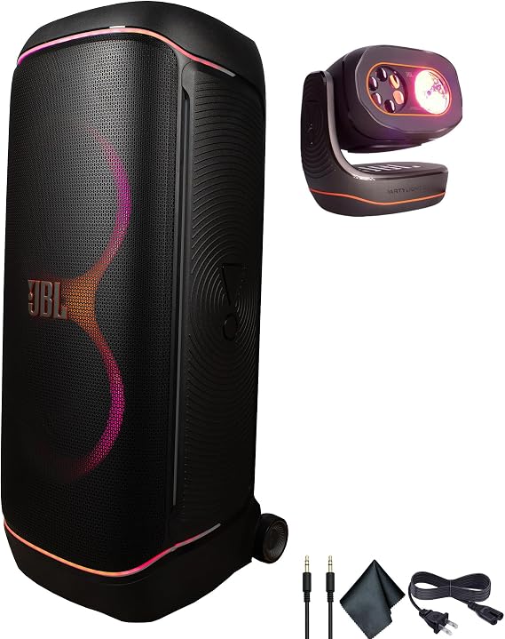 JBL PartyBox 720 Portable Bluetooth Speaker | Powerful 800W Sound | Dynamic Lightshow | 15-Hour Playtime |for Indoor & Outdoor Events | Splashproof + Partylight Beam + AUX Cable + Microfiber Cloth