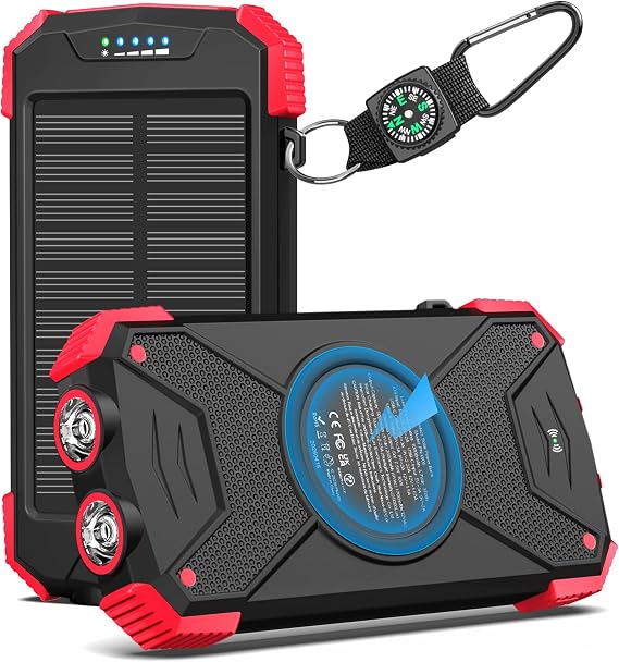 BLAVOR Solar Power Bank 10,000mAh Portable Wireless Charger for Cell Phones
