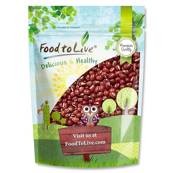 Food to Live - Adzuki Beans, 3 Pounds Whole Dried Azuki Beans (Red Mung Beans), Raw, Vegan, Kosher, Sproutable, Bulk. Rich in Minerals, Dietary Fiber and Protein.