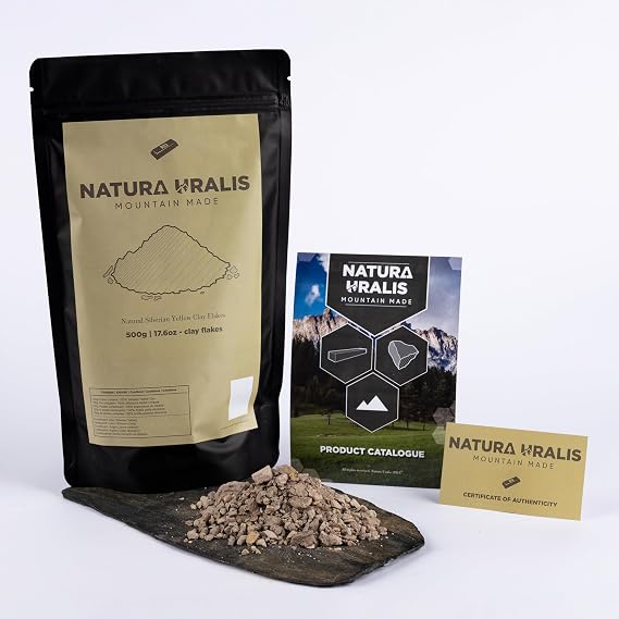 Natura Uralis Siberian Yellow Clay Flakes 500g Natural Yellow Tone Pastel to Golden Yellow - Amazing Crunch Satisfying Earthy Velvety and Firm Texture ASMR Experience
