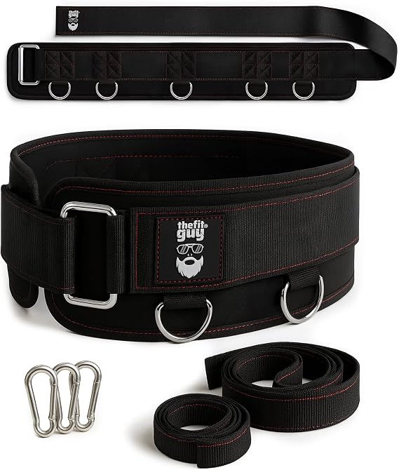 THEFITGUY Original Multi-Attachment Belt for Cable Squats & Hip Thrusts | 5 D-ring points, 2 straps (40in/27in), hook-and-loop closure, fits a 32-52in waist for glute and quad work